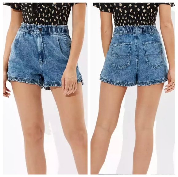 American Eagle Outfitters Pants - American Eagle Mom Short Size XL(no tag) Ruffle Trim High Rise Elastic Waistband